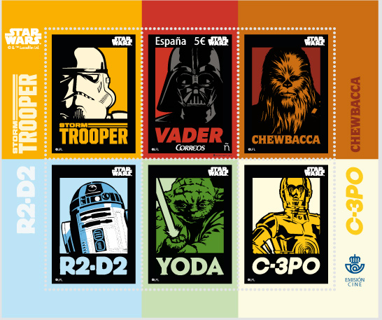 Hoja de sellos de cine dedica a Star Wars Hoja de sellos de cine dedica a Star Wars